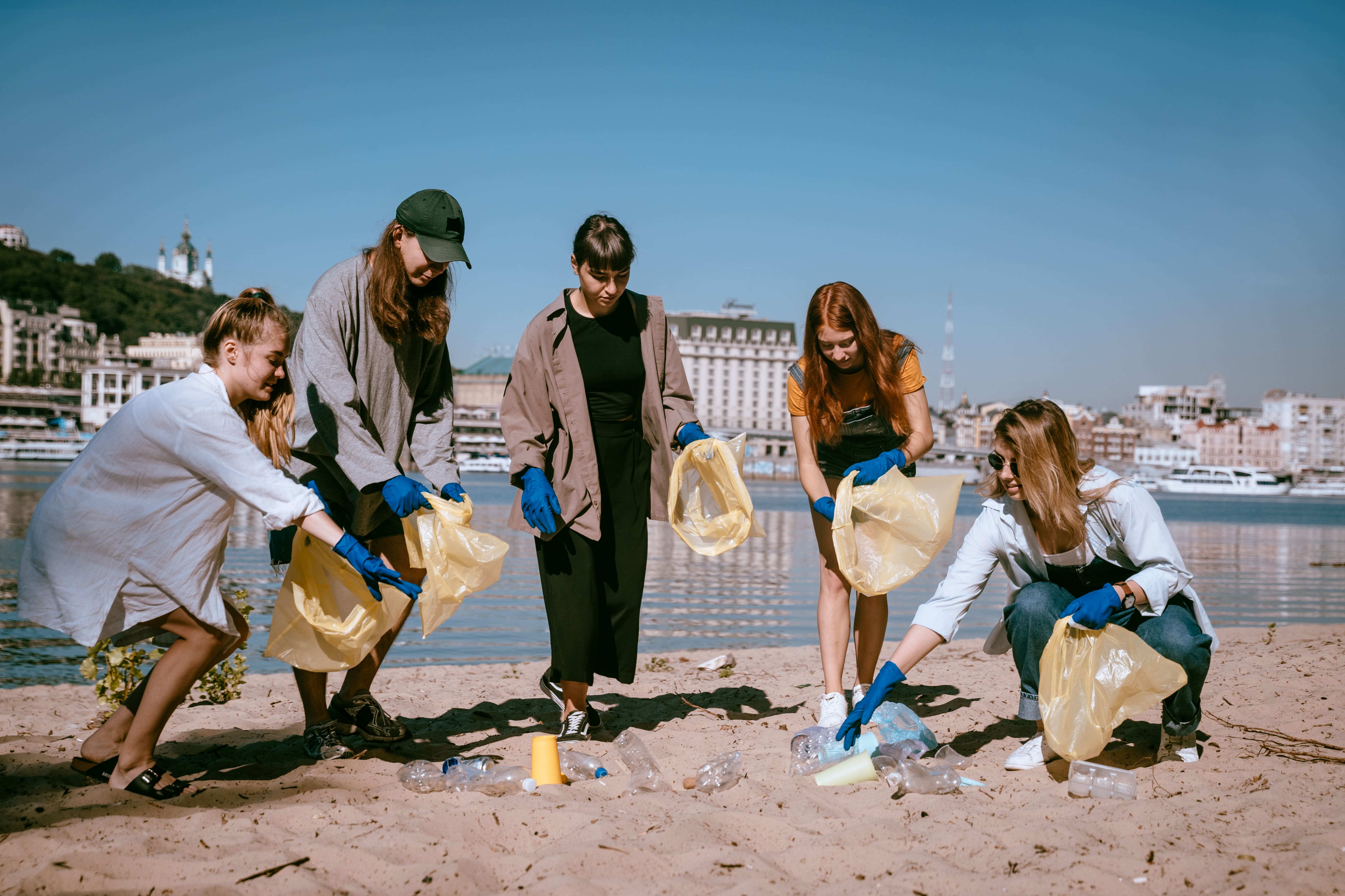 Volunteers cleaning beach